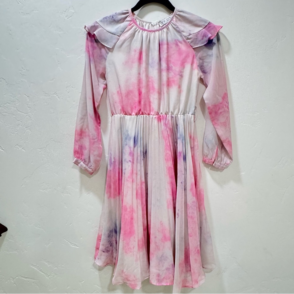 Ivy City Co Pink Tie-Dye Chiffon Girls Dress